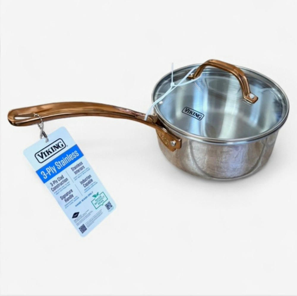 Viking 3-Ply Stainless 2.25 Qt Saucepan w Lid Long Handle MPN 40011-3022CHB